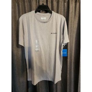 Columbia MENS Rockaway River Back Mountain Graphic SS T-Shirt GRAY Large L